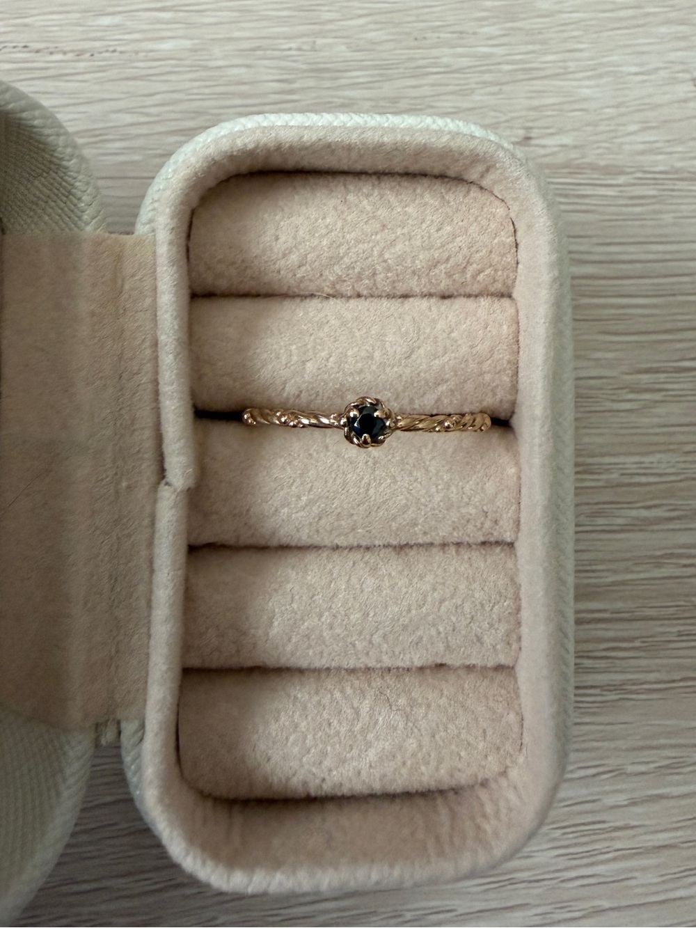 10k Gold Black Diamond Ring with Twisted Band
